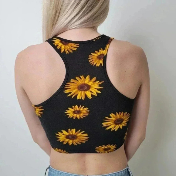 charlotte russe Sunflower Cropped Tie Front Tank Top - XS - Picture 3 of 5